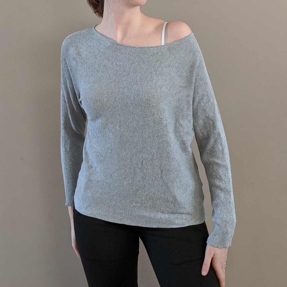 Wishlist gray ribbed off the shoulder sweater